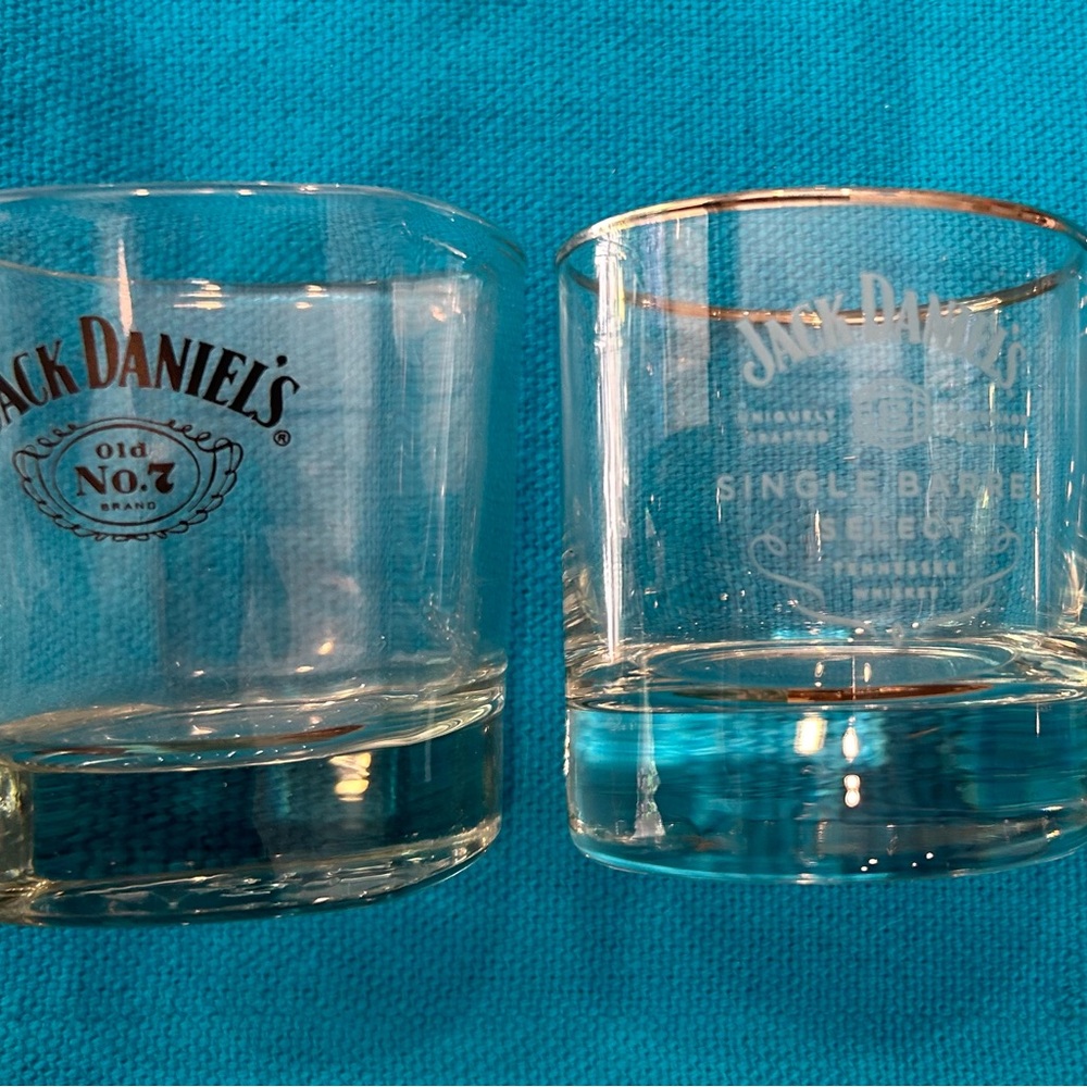 3 different Jack Daniels Etched Glass 
Tumblers/ ROCKS Glasses /for collectors